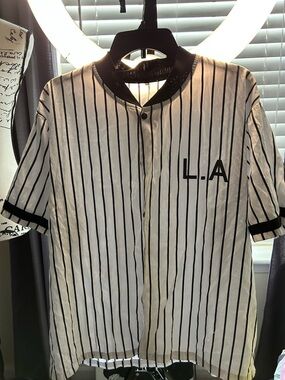 Black & White Pinstripe 'L.A.' Button-Up Jersey